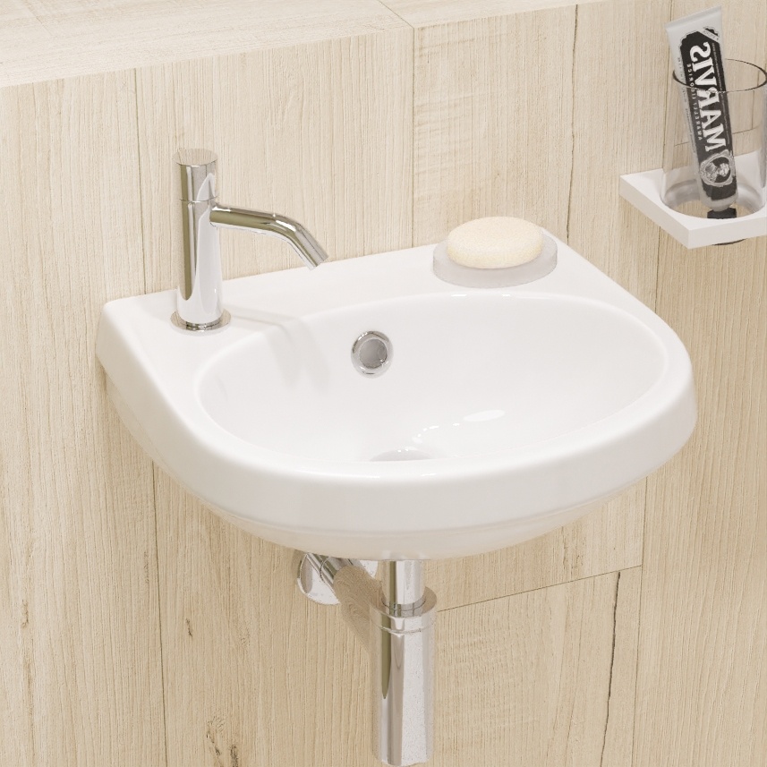 Раковина-мини SANITA Лада 37 подвесная, санфарфор, белый фото 3