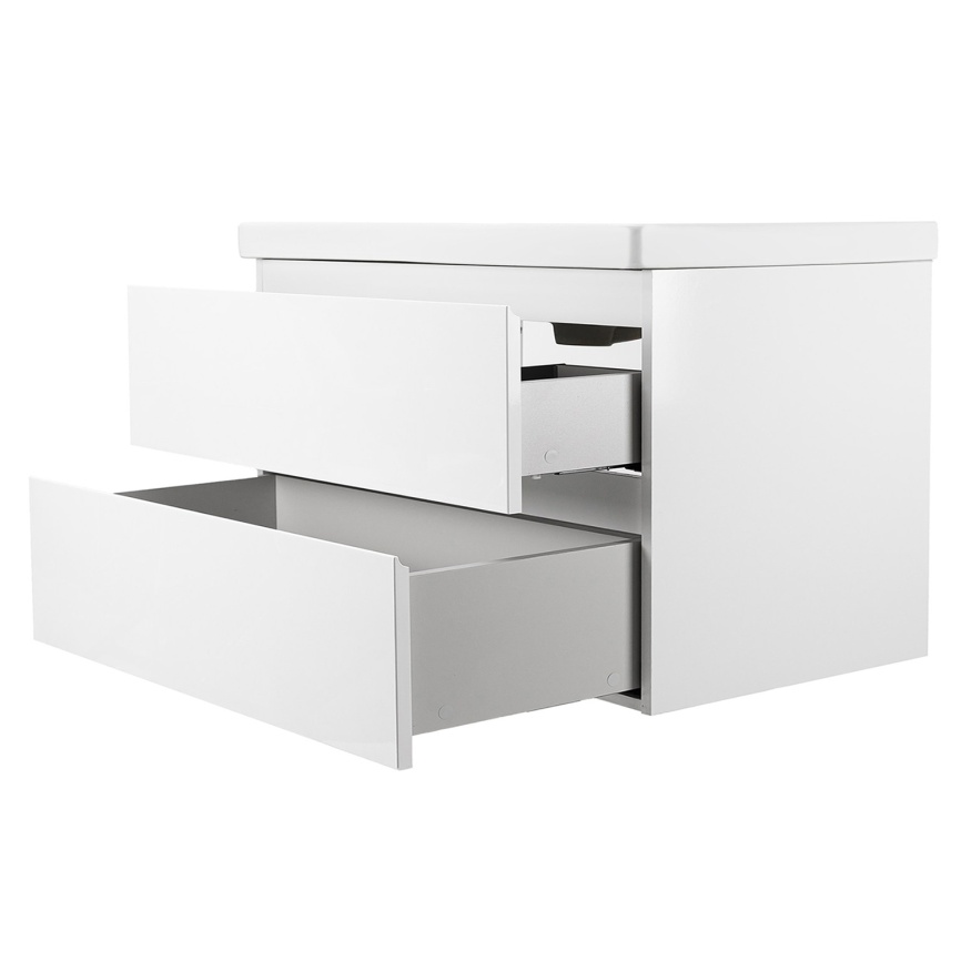 Комплект AQUA NERO Сандра 80-2 подвесная тумба с раковиной АСТИ-80, покрытие эмаль, белый глянцевый фото 2