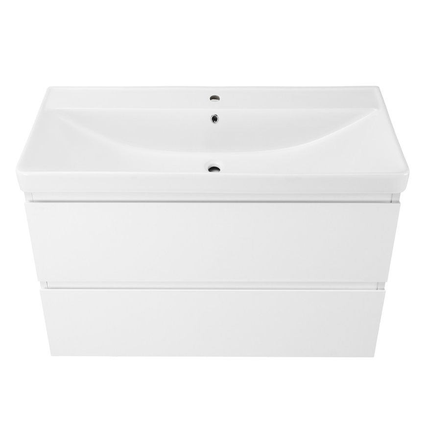 Комплект AQUA NERO Сандра 80-2 подвесная тумба с раковиной АСТИ-80, покрытие эмаль, белый глянцевый фото 5