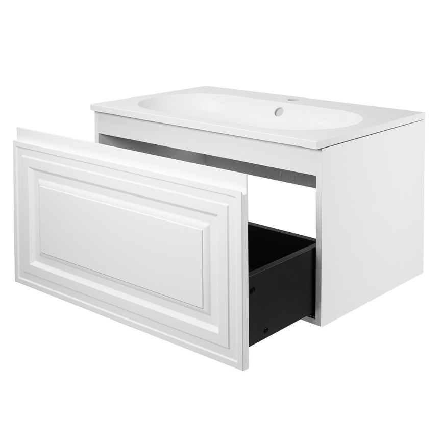 Комплект AQUA NERO Элен 100 1000х480х475 подвесная тумба с раковиной Гавана-100, покрытие эмаль, бел фото 2