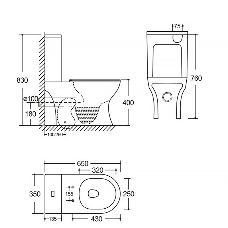 Унитаз-компакт AQUA NERO ЛИНК 350х665х830 безободковый, слив "Торнадо", с быстросъемным сиденьем мик фото 2