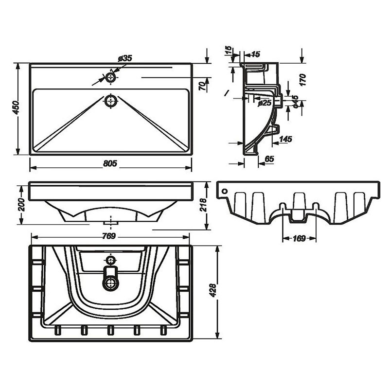 Комплект AQUA NERO Сабина 80Н 805х450х850напольная тумба с раковиной Фест 80, покрытие эмаль, белый  фото 9