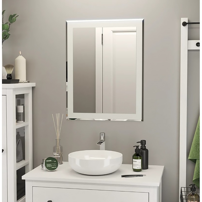 Зеркало AQUA NERO Сапфир 535х680 с фацетом, подвесное фото 2