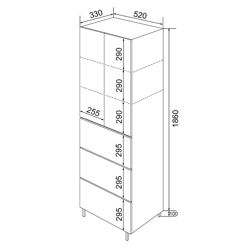 Шкаф-пенал AQUA NERO Эстелла 52/3 напольный, покрытие эмаль, белый глянцевый фото 4