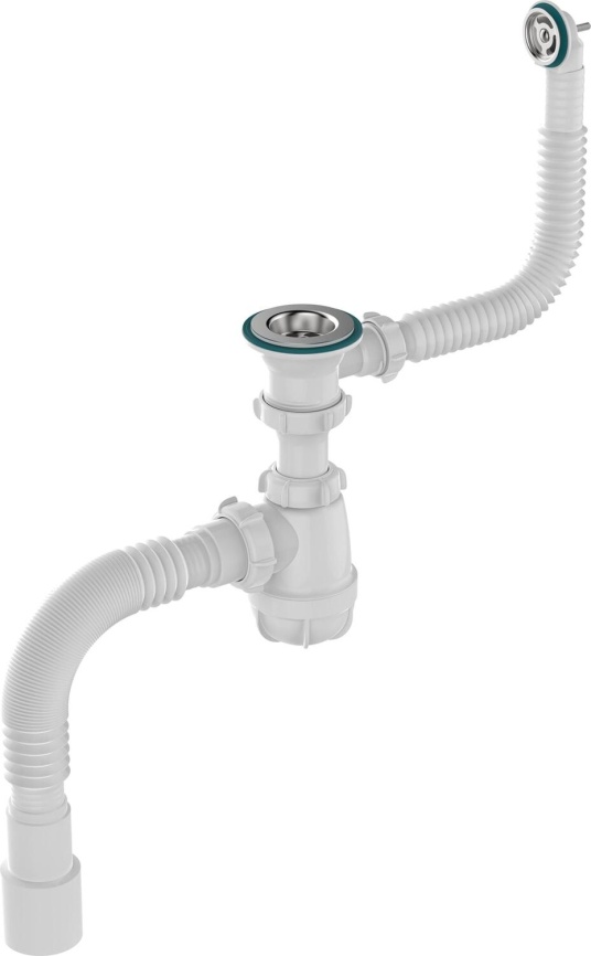 Aquant Сифон для умывальника 1 1/4"х40 с кругл. перел, с мет.реш. 63мм, с г.т. 40х40/50 фото 1