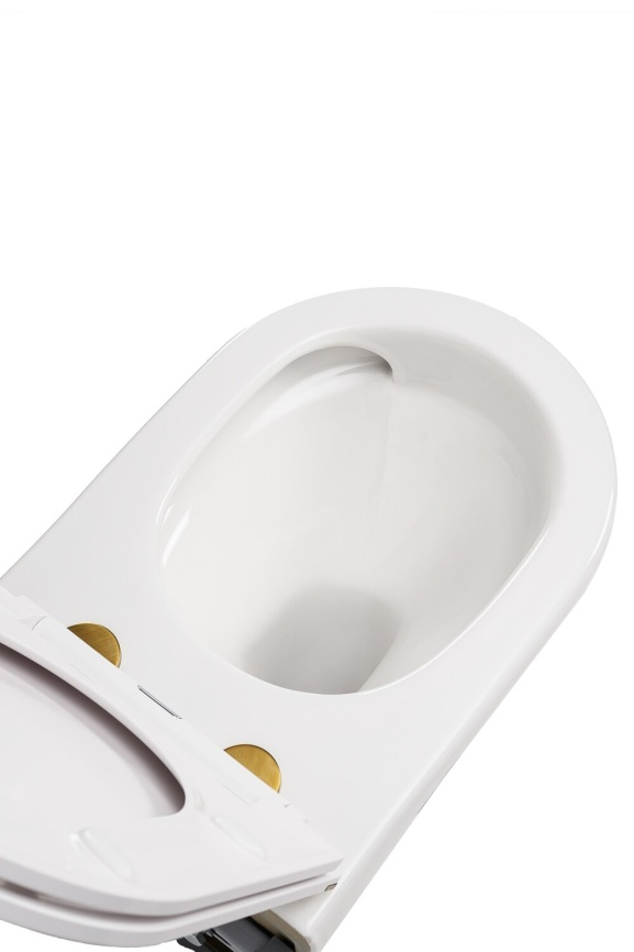 AN-018S Унитаз подвесной безободковый,торнадо, 520*365*365 мм,с сиденьем микролифт дюропласт, золото фото 6