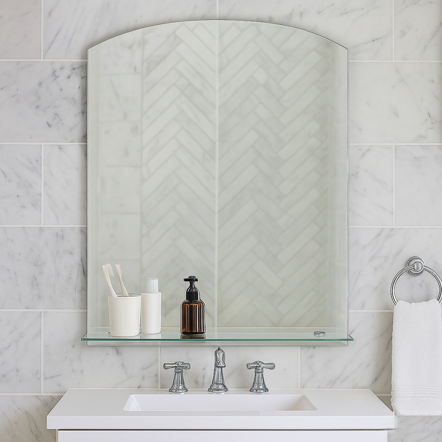 Зеркало AQUA NERO Шанс 500х590 с полкой, подвесное фото 3