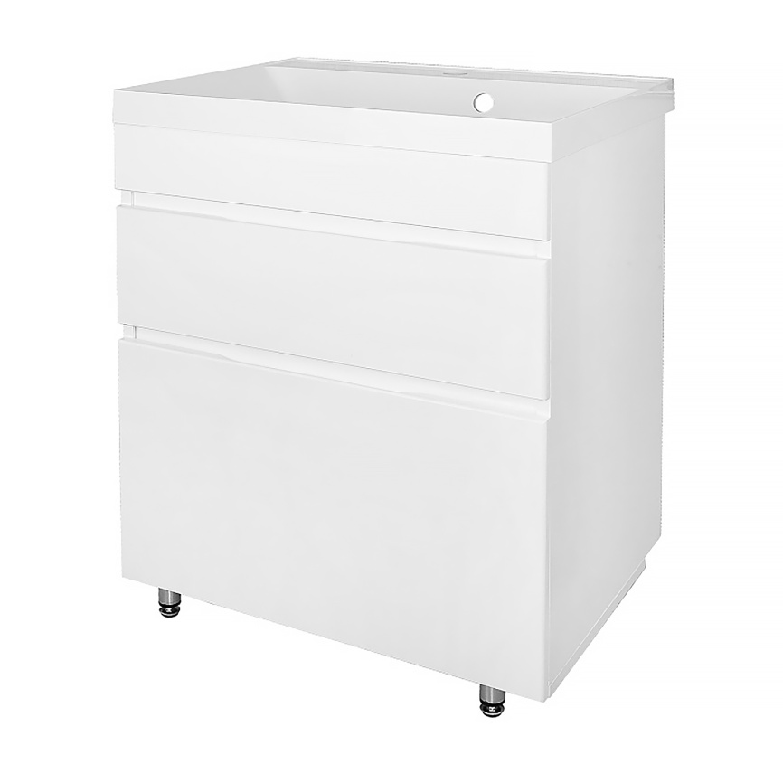 Комплект AQUA NERO Эстелла 60-2Н напольная тумба с раковиной Астория-60, покрытие эмаль, белый глянц фото 1