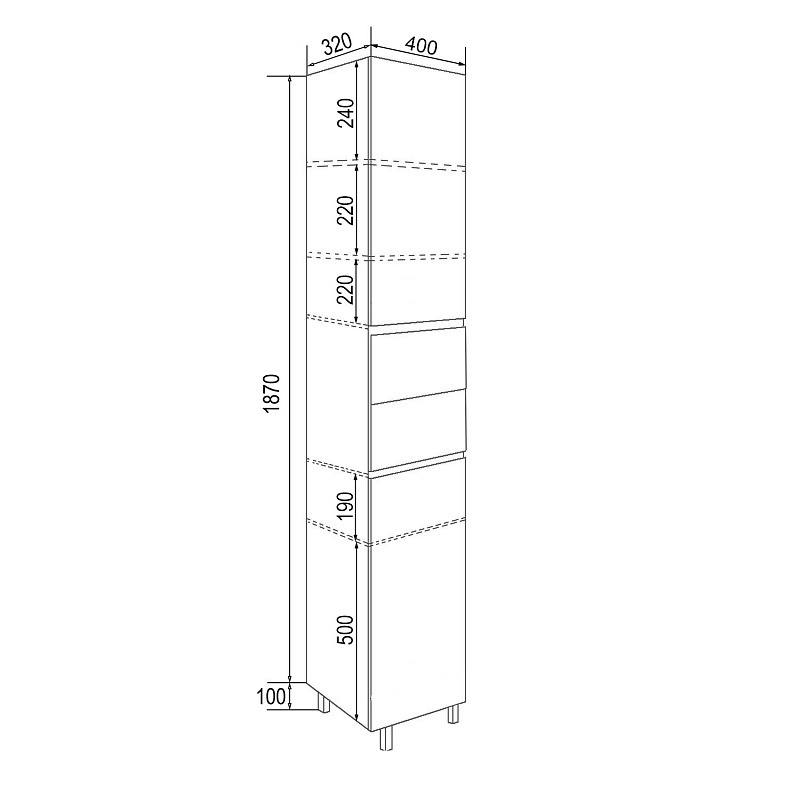 Шкаф-пенал AQUA NERO Эстелла 40 напольный, левосторонний, покрытие эмаль, графит фото 5