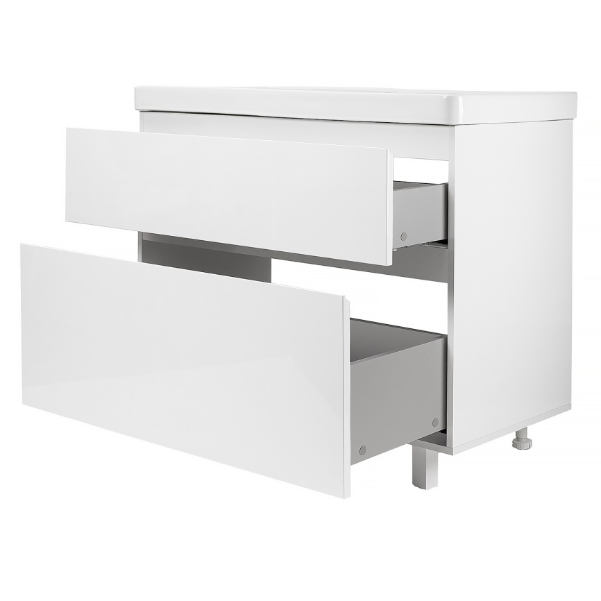 Комплект AQUA NERO Сандра 100-2 напольная тумба с раковиной АСТИ-100, покрытие эмаль, белый глянцевы фото 2