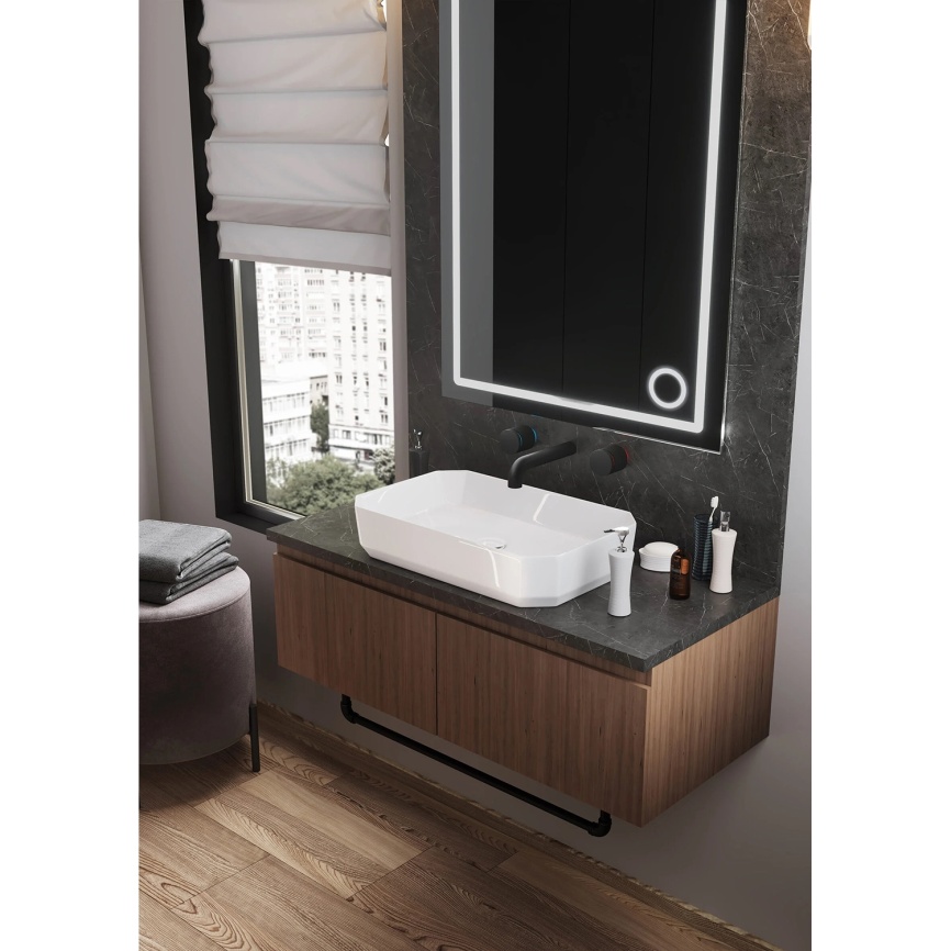 Раковина накладная SANITA LUXE Line 55 санфарфор, белый фото 5