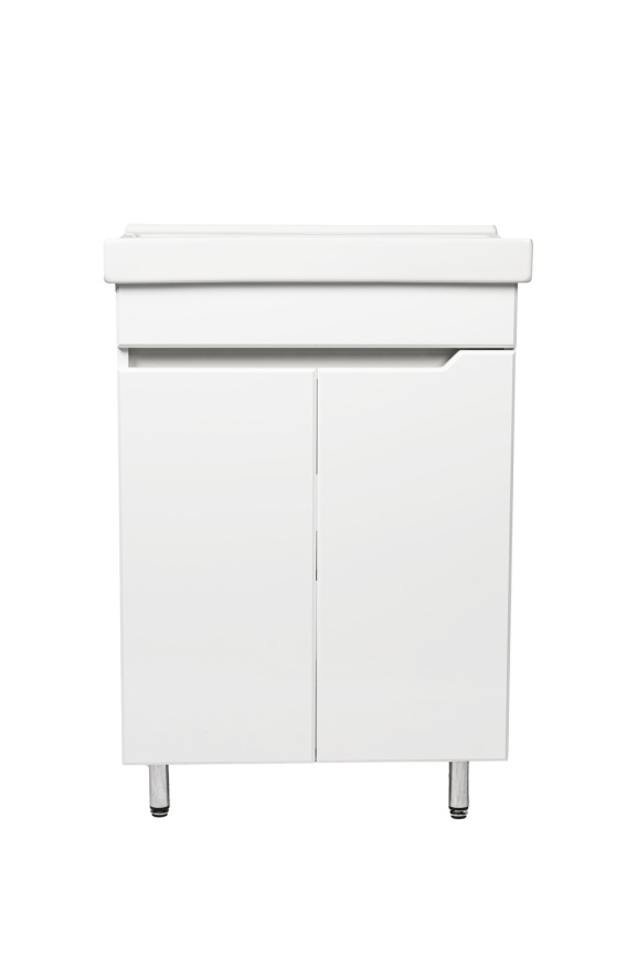 Комплект Рондо 60 напольная тумба 2 дверцы с раковиной Фест 60 белый глянец фото 3