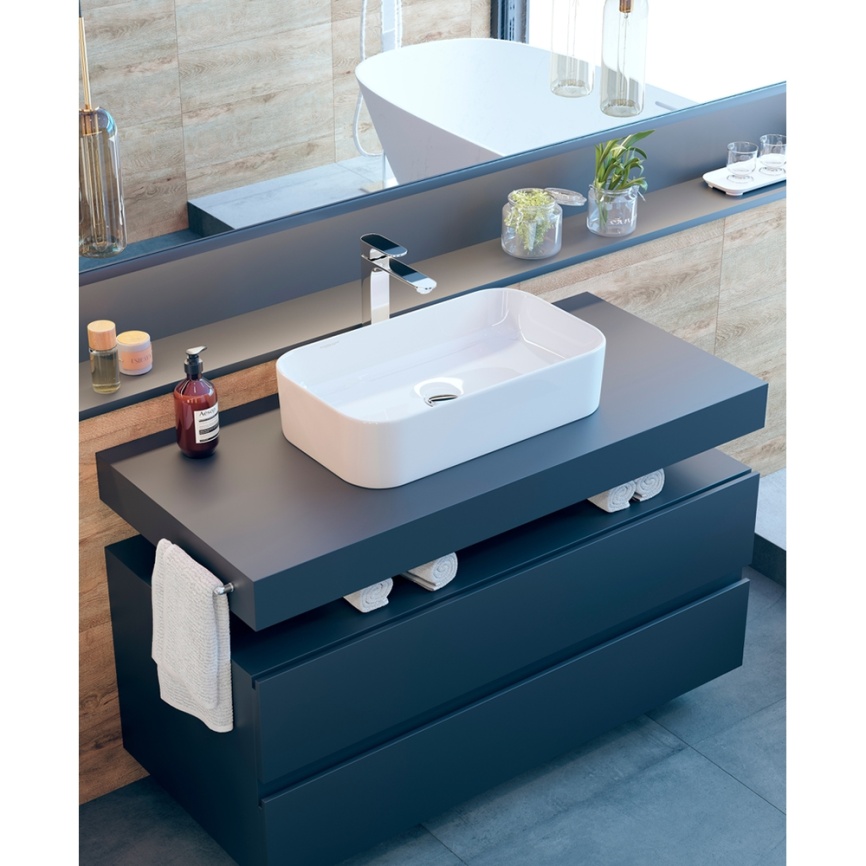 Раковина накладная SANITA LUXE Infinity 60 Slim санфарфор, белый фото 4