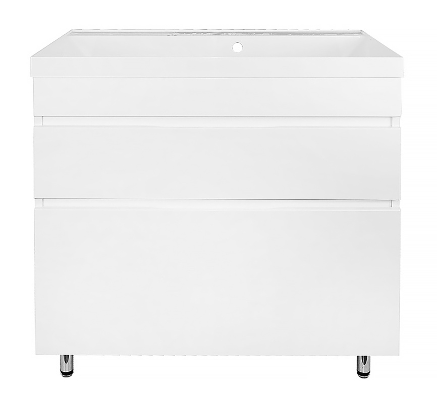 Комплект AQUA NERO Эстелла 90-2Н напольная тумба с раковиной Астория-90, покрытие эмаль, белый глянц фото 3