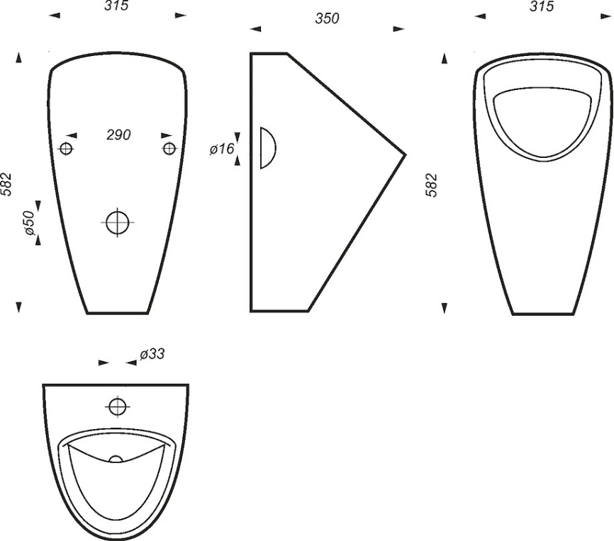 Писсуар настенный SANITA LUXE Лонг санфаянс, белый фото 5