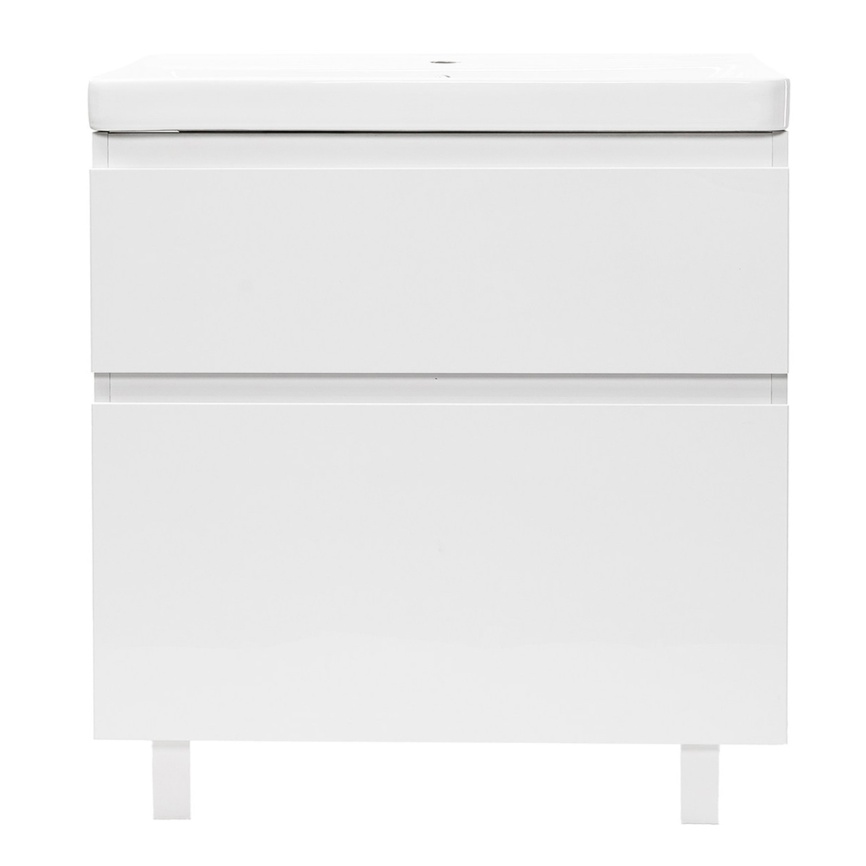 Комплект AQUA NERO Сандра 70-2 напольная тумба с раковиной АСТИ-70, покрытие эмаль, белый глянцевый фото 3