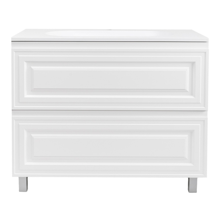 Комплект AQUA NERO Элен 100 1000х480х850 напольная тумба с раковиной Гавана-100, покрытие эмаль, бел фото 3