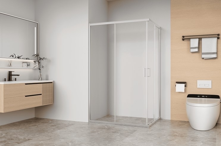 Душевое ограждениe 120*90*195(118*88*195) хром,6мм прозрач.стекло,профиль алюм.телескоп. (1 место) фото 1