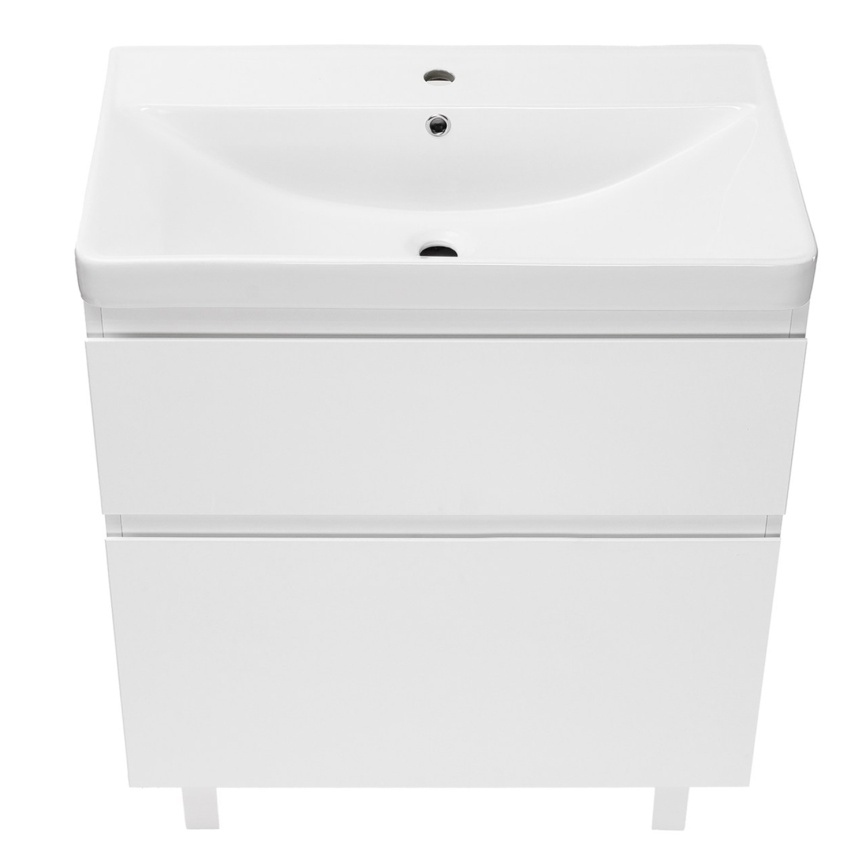 Комплект AQUA NERO Сандра 70-2 напольная тумба с раковиной АСТИ-70, покрытие эмаль, белый глянцевый фото 4
