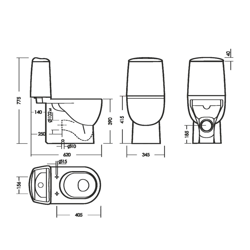 Унитаз-компакт Sanita Бест 345х620х775 напольный, в комплекте с быстросъемным сиденьем микролифт, дю фото 6