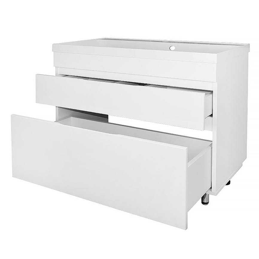 Комплект AQUA NERO Эстелла 90-2Н напольная тумба с раковиной Астория-90, покрытие эмаль, белый глянц фото 2