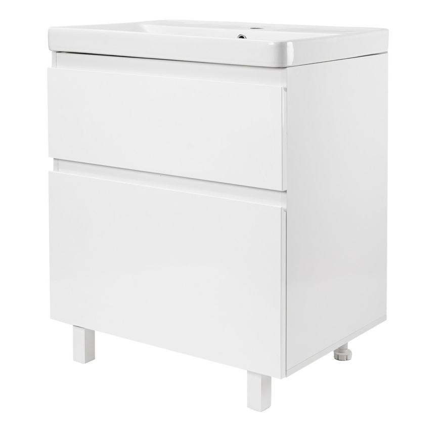 Комплект AQUA NERO Сандра 60-2 напольная тумба с раковиной АСТИ-60, покрытие эмаль, белый глянцевый фото 1