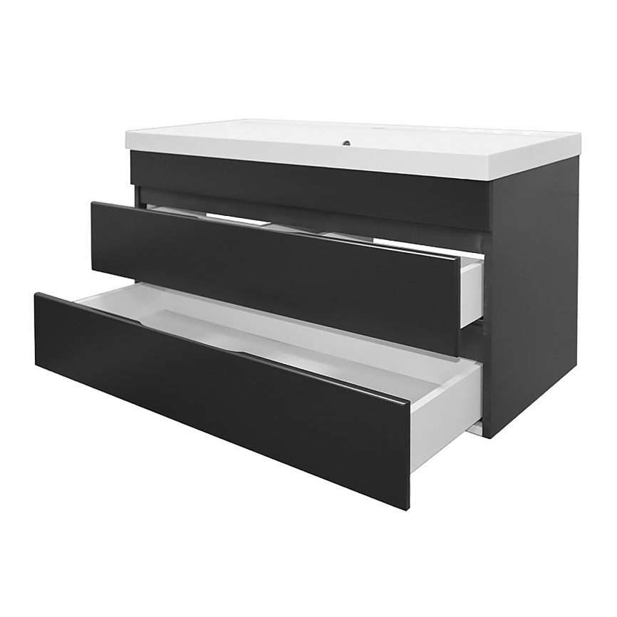 Комплект AQUA NERO Эстелла 100 подвесная тумба с раковиной Classic-100, покрытие эмаль, графит фото 2