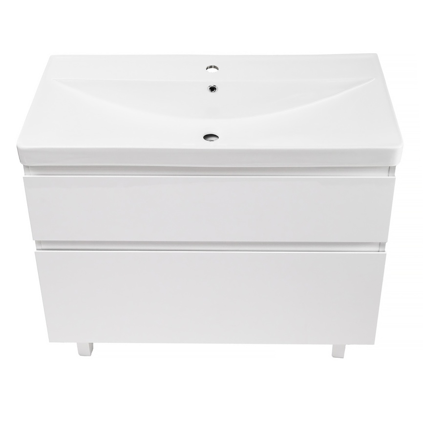 Комплект AQUA NERO Сандра 100-2 напольная тумба с раковиной АСТИ-100, покрытие эмаль, белый глянцевы фото 4