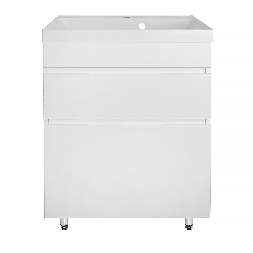 Комплект AQUA NERO Эстелла 60-2Н напольная тумба с раковиной Астория-60, покрытие эмаль, белый глянц фото 3