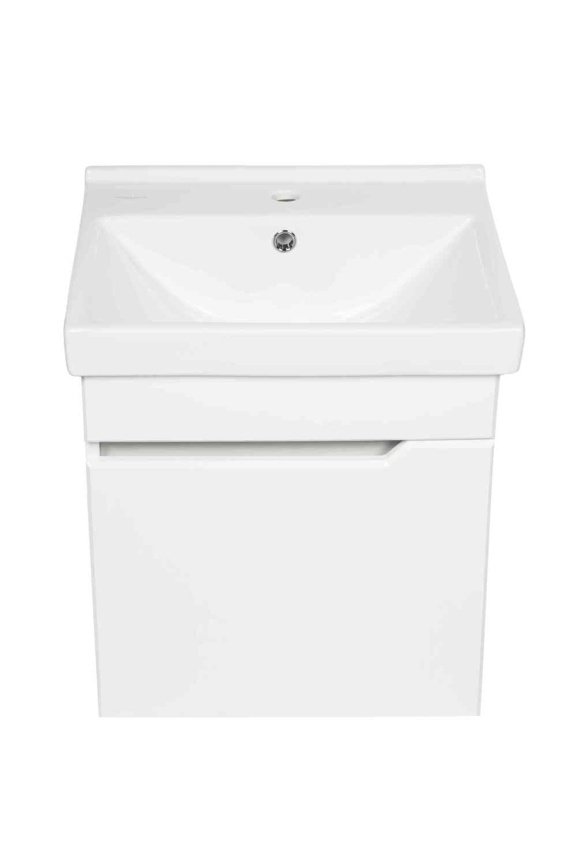 Комплект Рондо 50 подвесная тумба 1 дверца с раковиной Фест 50 белый глянец фото 1