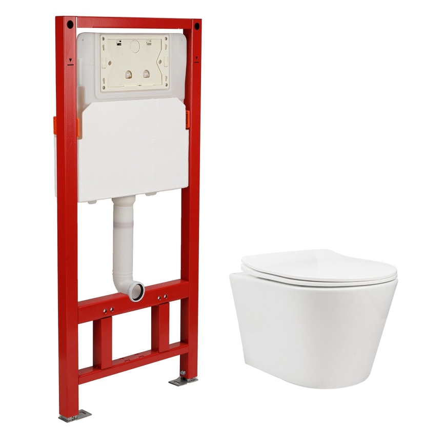 Сет AQUA NERO инсталляция+унитаз АТРИЯ безободковый, слив "Торнадо", с быстросъемным сиденьем микрол фото 1