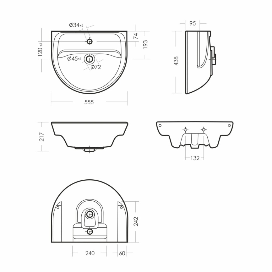 Раковина подвесная SANITA Эталон 55 санфарфор, белый фото 6