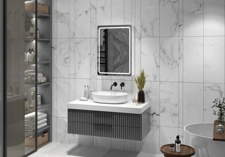 AQUA NERO Зеркало-шкаф Фламенко 50х70, механический выключатель (универсальное) фото 3