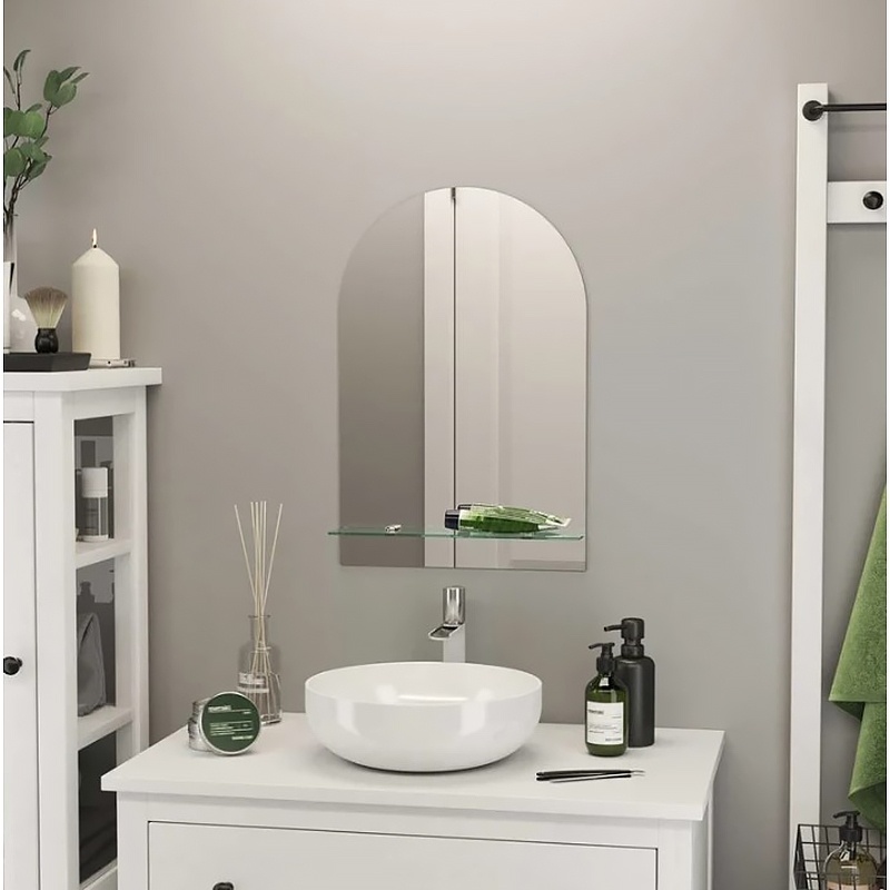 Зеркало AQUA NERO Арка 390х590 подвесное, с полкой фото 2