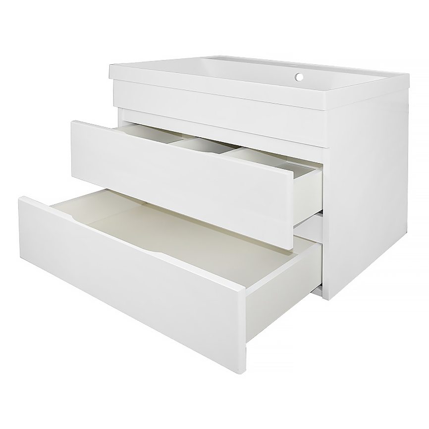 Комплект AQUA NERO Эстелла 70/2 подвесная тумба с раковиной Астория-70, покрытие эмаль, белый глянце фото 2