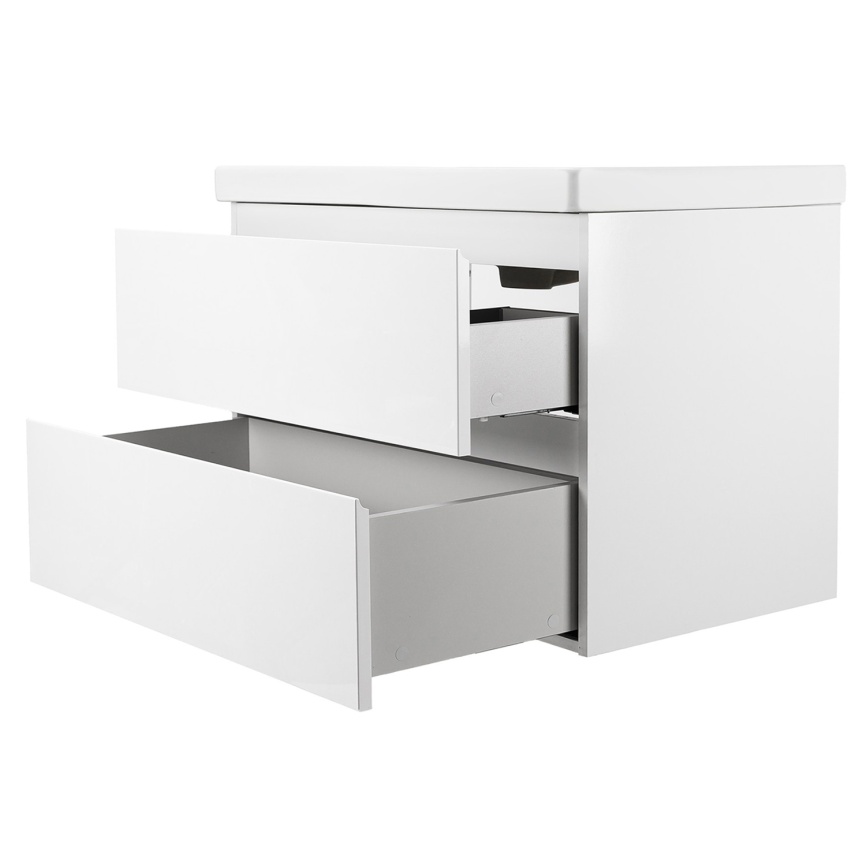 Комплект AQUA NERO Сандра 70-2 подвесная тумба с раковиной АСТИ-70, покрытие эмаль, белый глянцевый фото 2