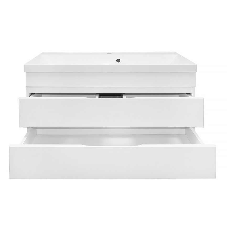 Комплект AQUA NERO Эстелла 100/2 подвесная тумба с раковиной Астория-100, покрытие эмаль, белый глян фото 7