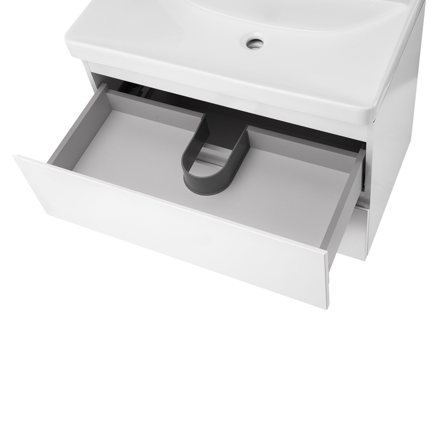 Комплект AQUA NERO Сандра 70-2 подвесная тумба с раковиной АСТИ-70, покрытие эмаль, белый глянцевый фото 6