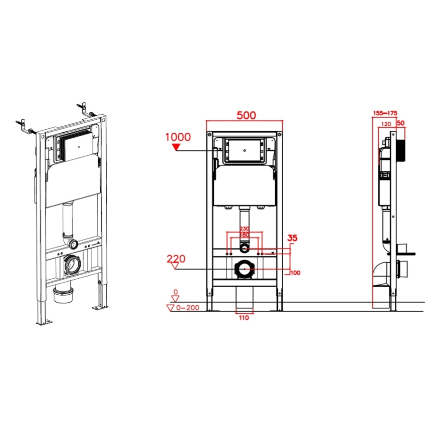 Сет AQUA NERO инсталляция+унитаз СКАЙ безободковый, слив скрытый "Торнадо", с быстросъемным сиденьем фото 13