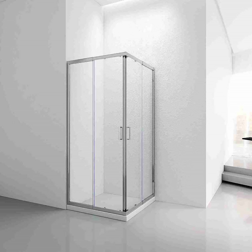Душевое ограждение AQUA NERO 900х900х1900, телескопический профиль, без поддона, прозрачное стекло 6 фото 2