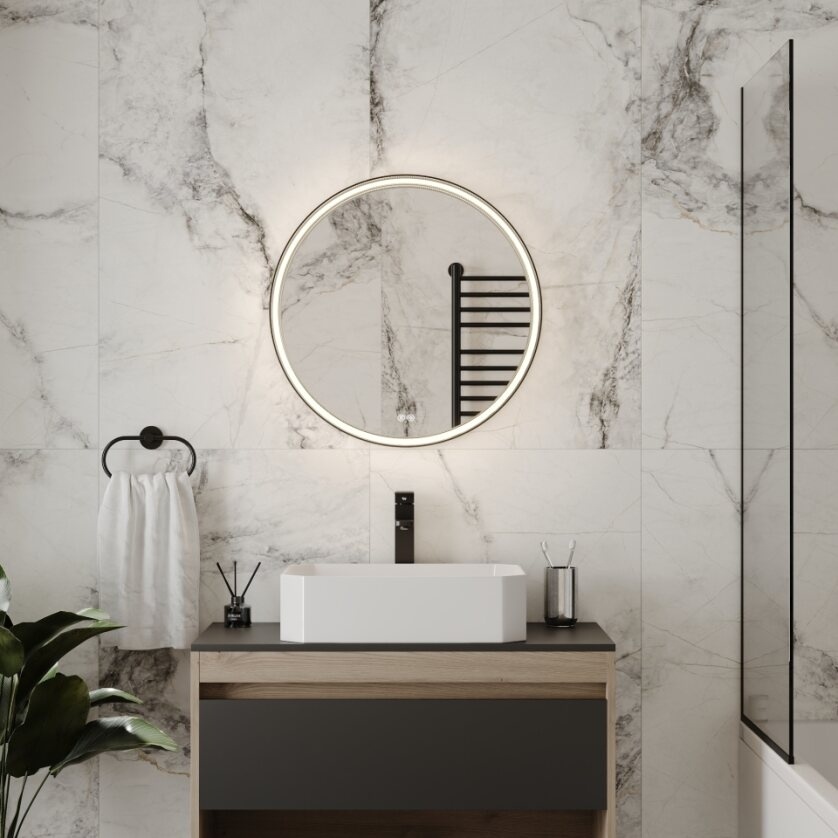 AQUA NERO Зеркало d600(круглое)сенсорный выключ.,подогрев,подсветка (теплая,нейтральная,холодная) фото 6