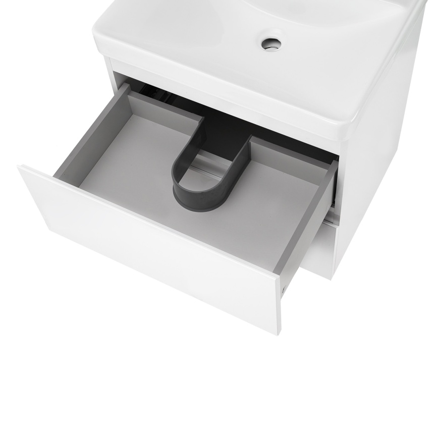 Комплект AQUA NERO Сандра 60-2 подвесная тумба с раковиной АСТИ-60, покрытие эмаль, белый глянцевый фото 5