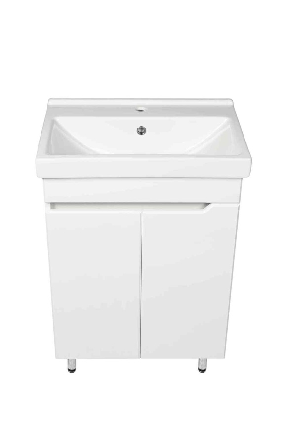 Комплект Рондо 60 напольная тумба 2 дверцы с раковиной Фест 60 белый глянец фото 1