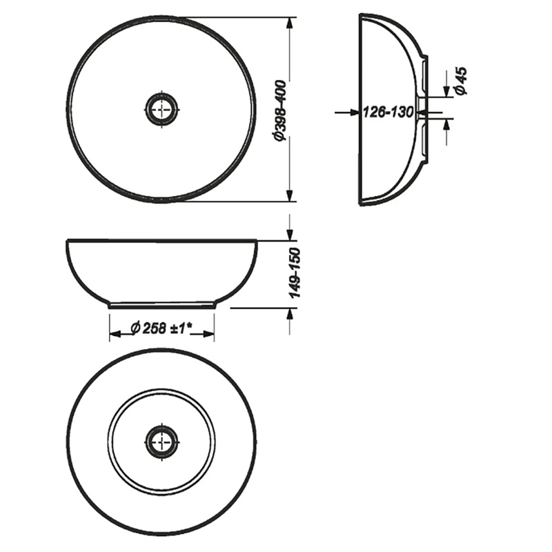 Раковина накладная SANITA LUXE Art 40 Slim санфарфор, белый фото 4