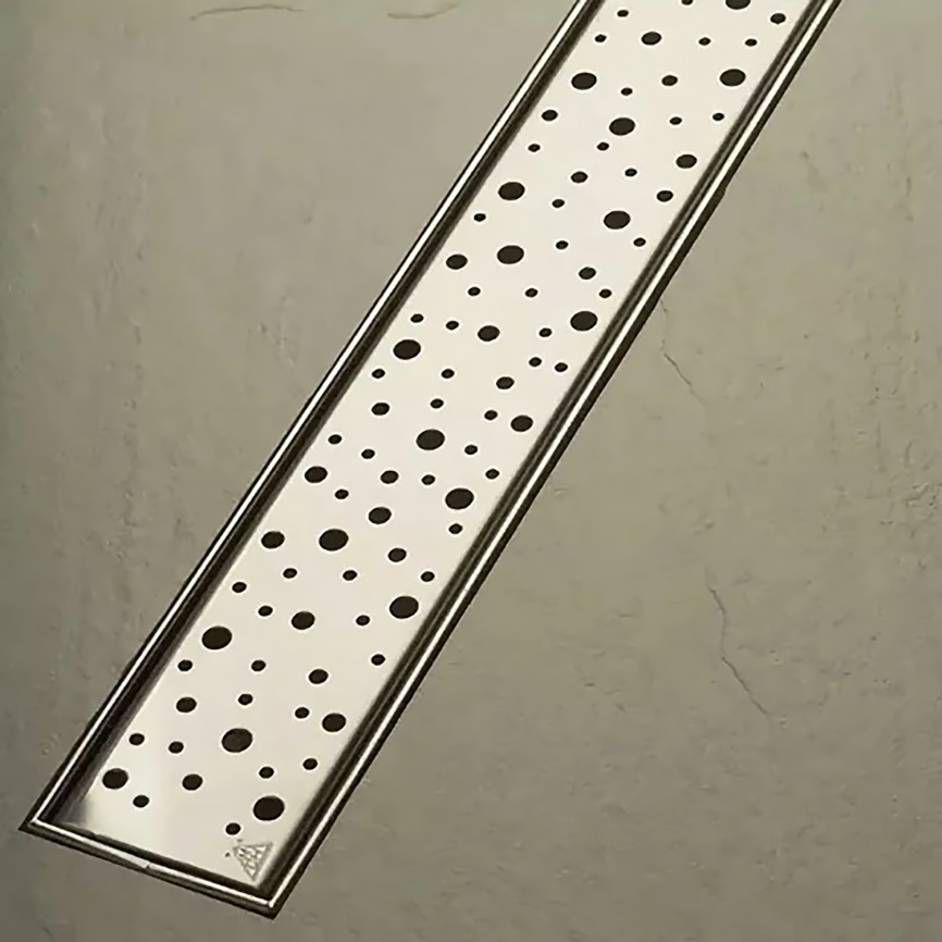 Душевой лоток CHUDEJ D40 Drops 450 мм, боковой слив, пластиковый, решетка из нержавеющей стали фото 3