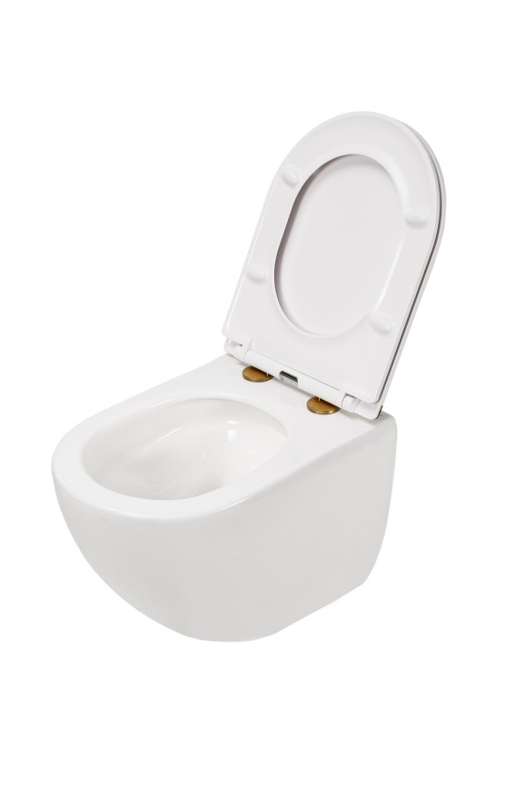 AN-018S Унитаз подвесной безободковый,торнадо, 520*365*365 мм,с сиденьем микролифт дюропласт, золото фото 8