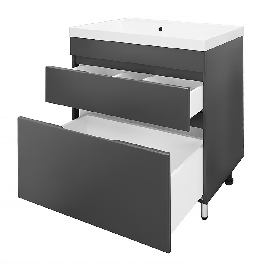 Комплект AQUA NERO Эстелла 80-2Н напольная тумба с раковиной Астория-80, покрытие эмаль, графит фото 5
