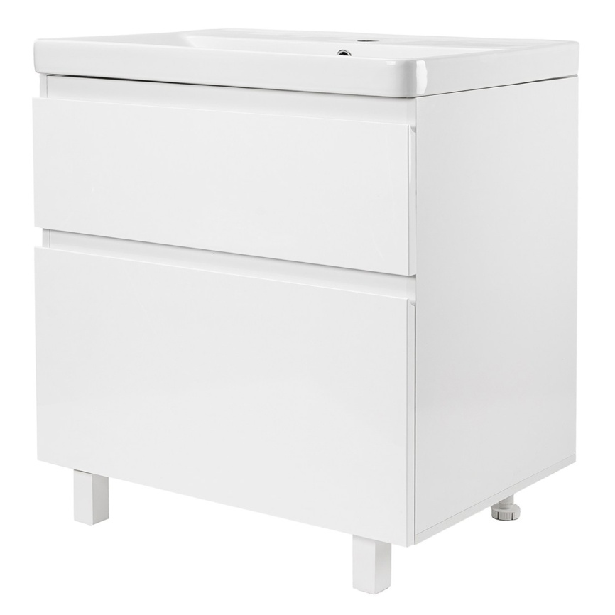 Комплект AQUA NERO Сандра 70-2 напольная тумба с раковиной АСТИ-70, покрытие эмаль, белый глянцевый фото 1