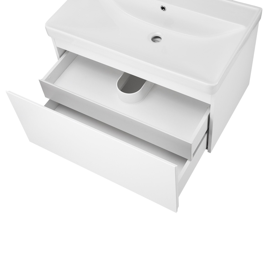 Комплект AQUA NERO Ненси 80 подвесная тумба с раковиной ASTI-80, покрытие эмаль, белый матовый фото 5