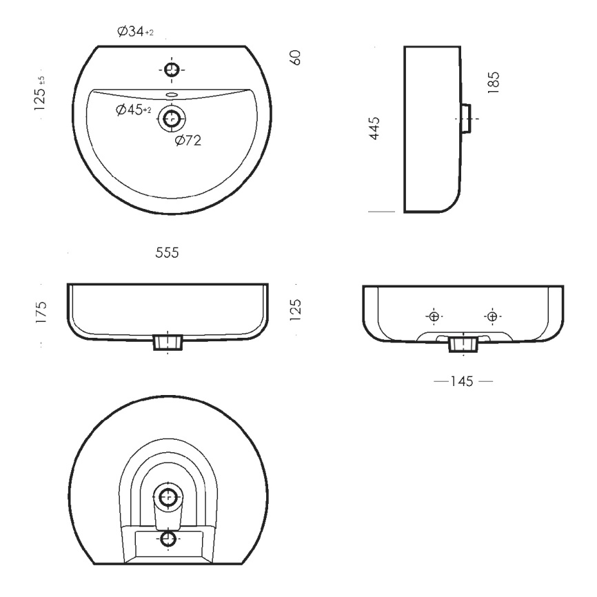 Раковина подвесная SANITA LUXE "Best" 55 санфарфор, белый фото 6